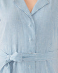 Charlie Dress Blue Stripe Linen Cotton