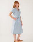 Charlie Dress Blue Stripe Linen Cotton