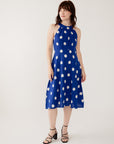 Ilona Dress Blue Polka Dot Ikat