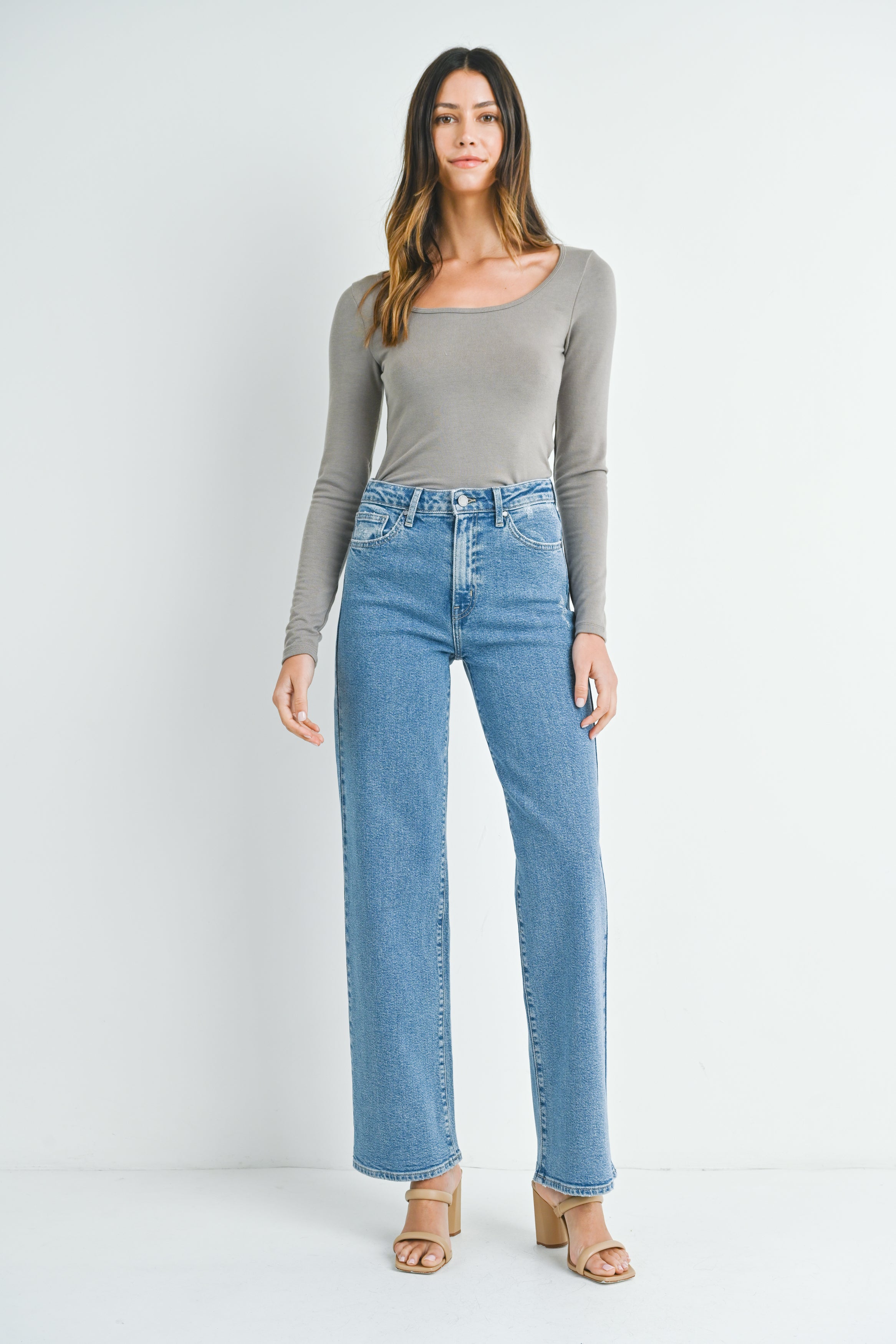 Longer Length Wide Leg Jeans