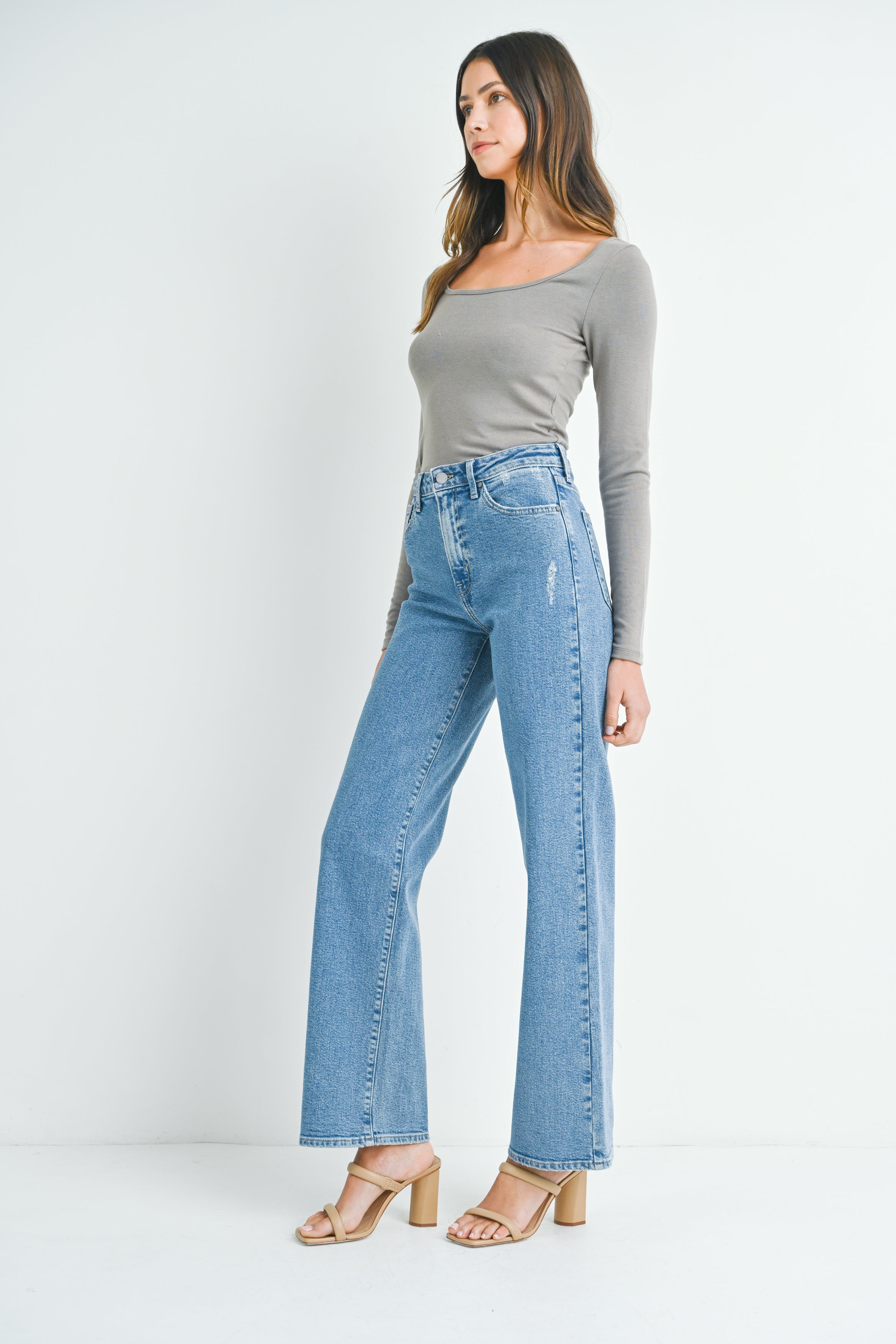 Longer Length Wide Leg Jeans