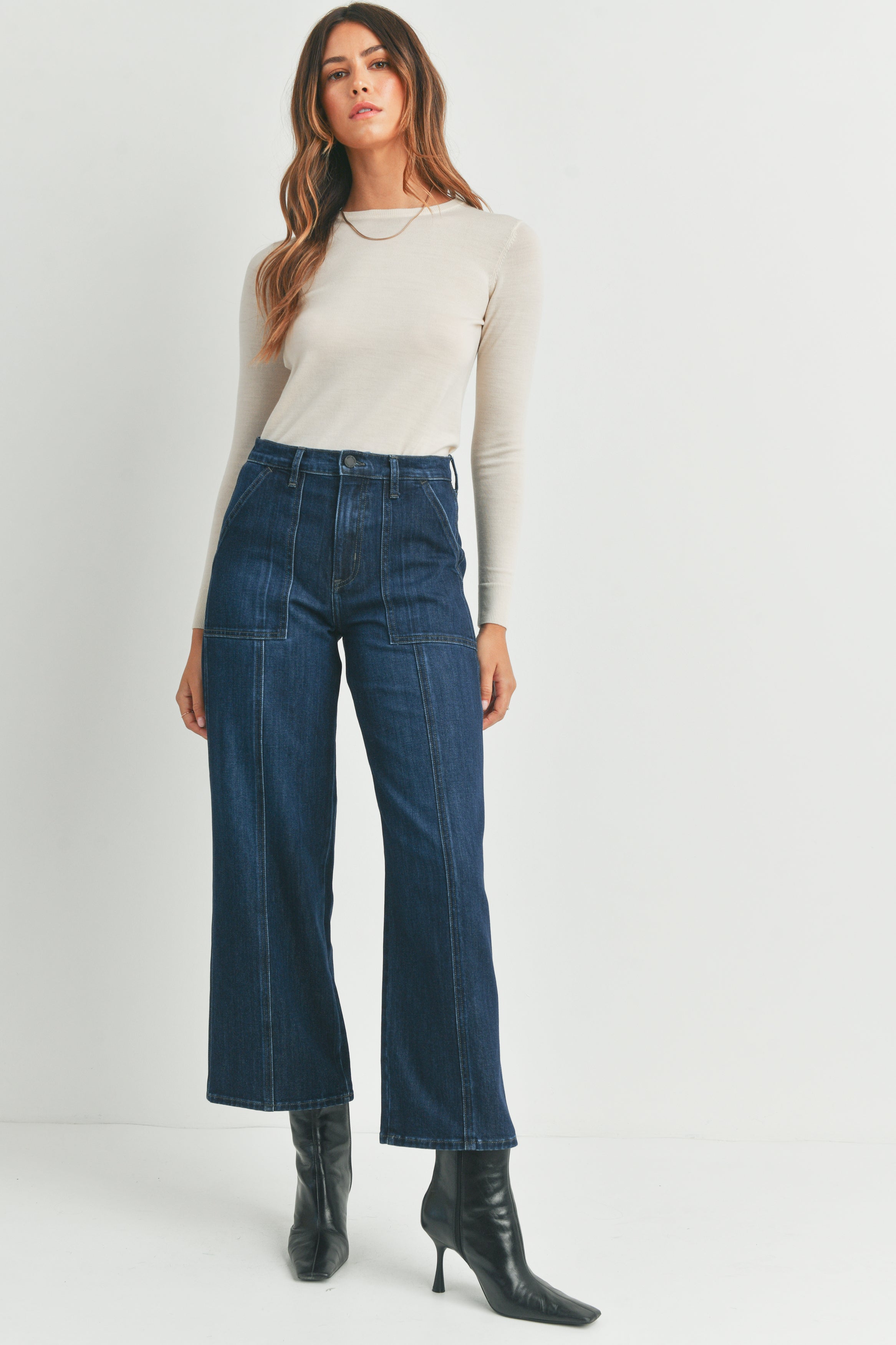 New Seamed Utility Straight Leg Jeans