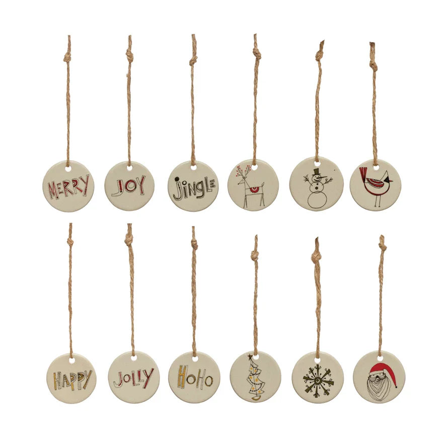 Round Stoneware Tag Ornament