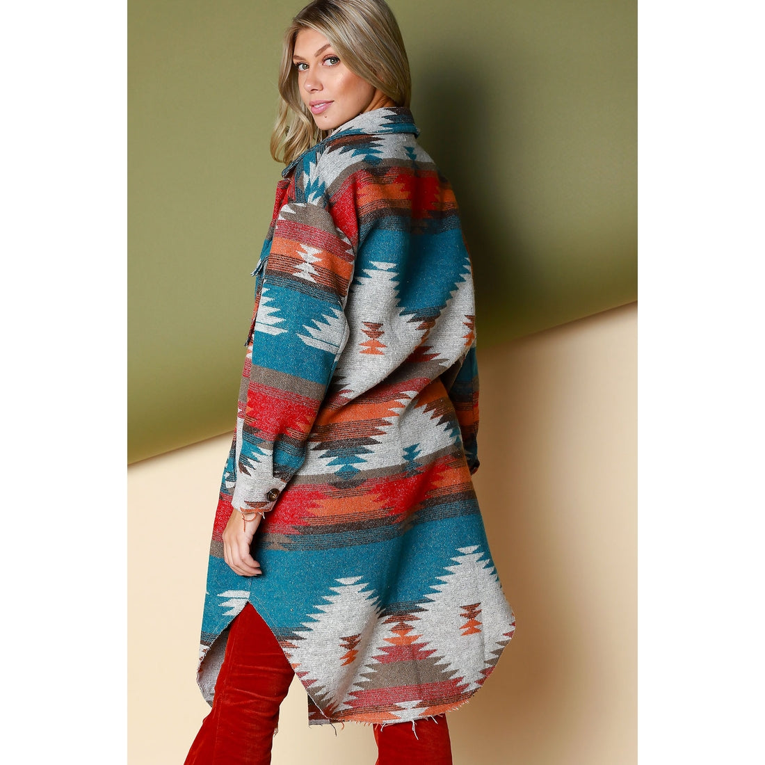 Aztec Pattern Long Jacket
