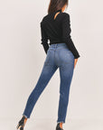 High-Rise Jeans w/ Mini Fray Hem