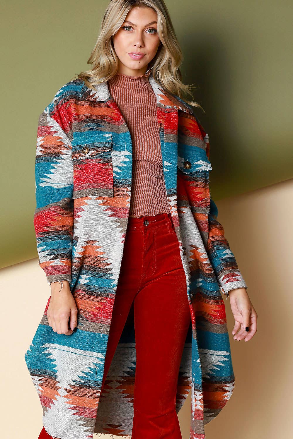 Aztec Pattern Long Jacket