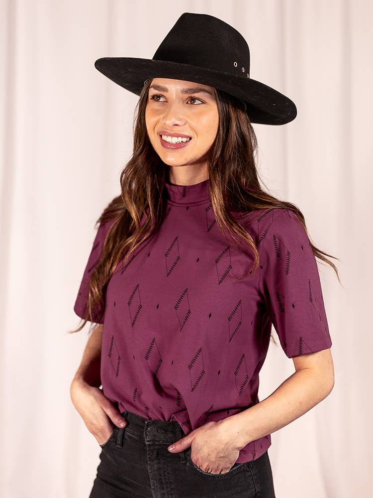 Eve Top - Diamond Vine Dark Purple