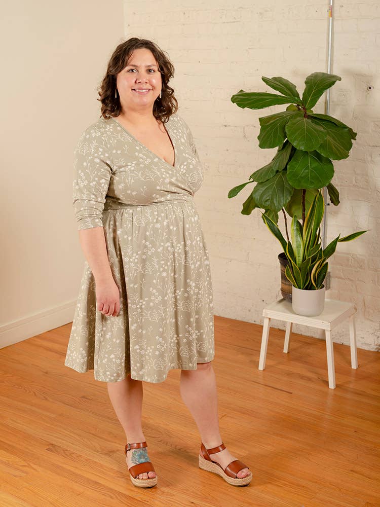 Callie Long Sleeve Wrap Dress Field Taupe