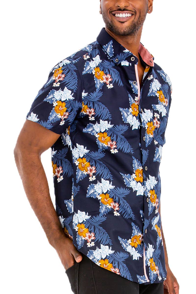 Short Sleeve Hawaiian Button Down Shirt