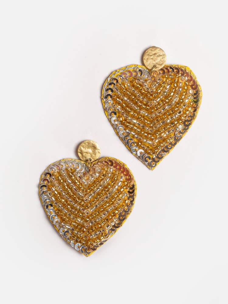 Gilded Heart Earrings Metallic