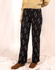 Fold Over Bootcut Pant- Diamond Vine Black