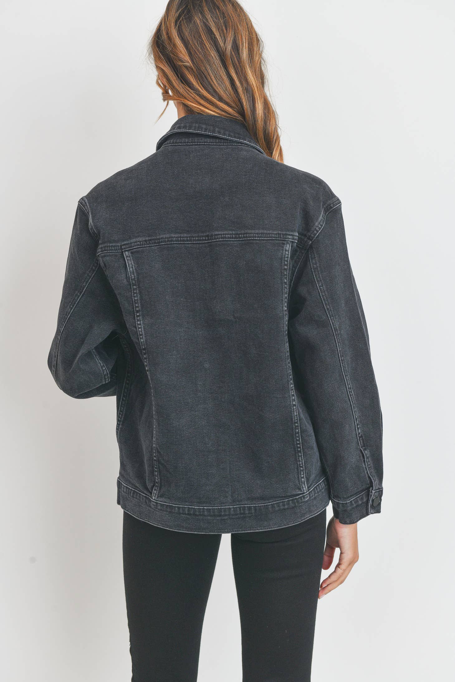 Oversized Denim Jacket- washed black
