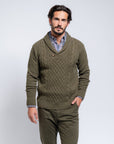 Shawl Collar Pullover Cable Knit Sweater