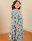 Callie Long Sleeve Wrap Dress Retro Slate
