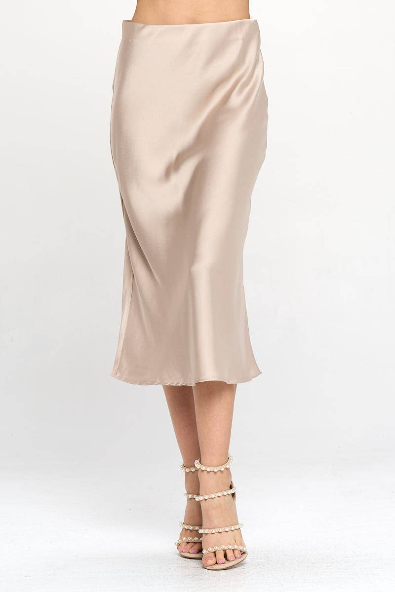 Spring Satin Midi Skirt