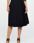 Solid Pleated Midi Skirt with Pockets