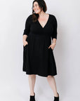 Callie Long Sleeve Wrap Dress Black