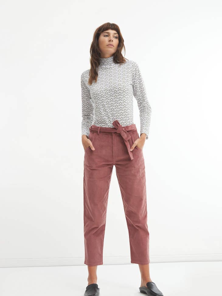 Corduroy pants with belt