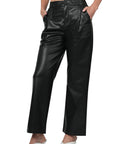 High Waist Faux Leather Pants With Pockets