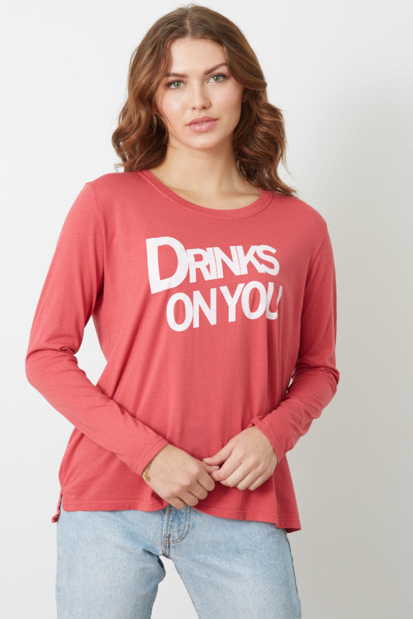 Drinks on You- Suzanne Long Sleeve Tee
