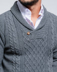 Shawl Collar Pullover Cable Knit Sweater
