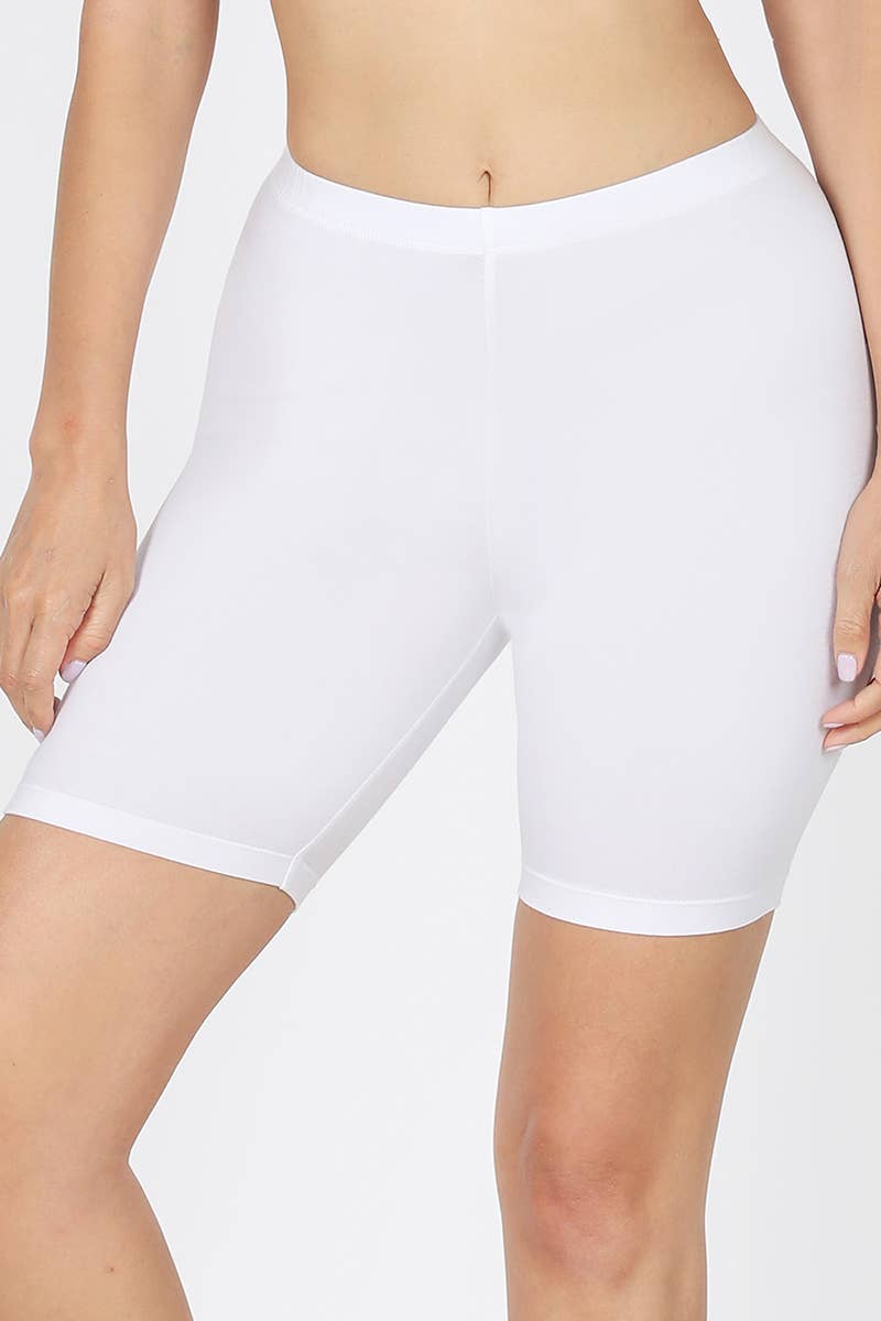 Cotton Bike Shorts- White