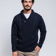 Shawl Collar Pullover Cable Knit Sweater