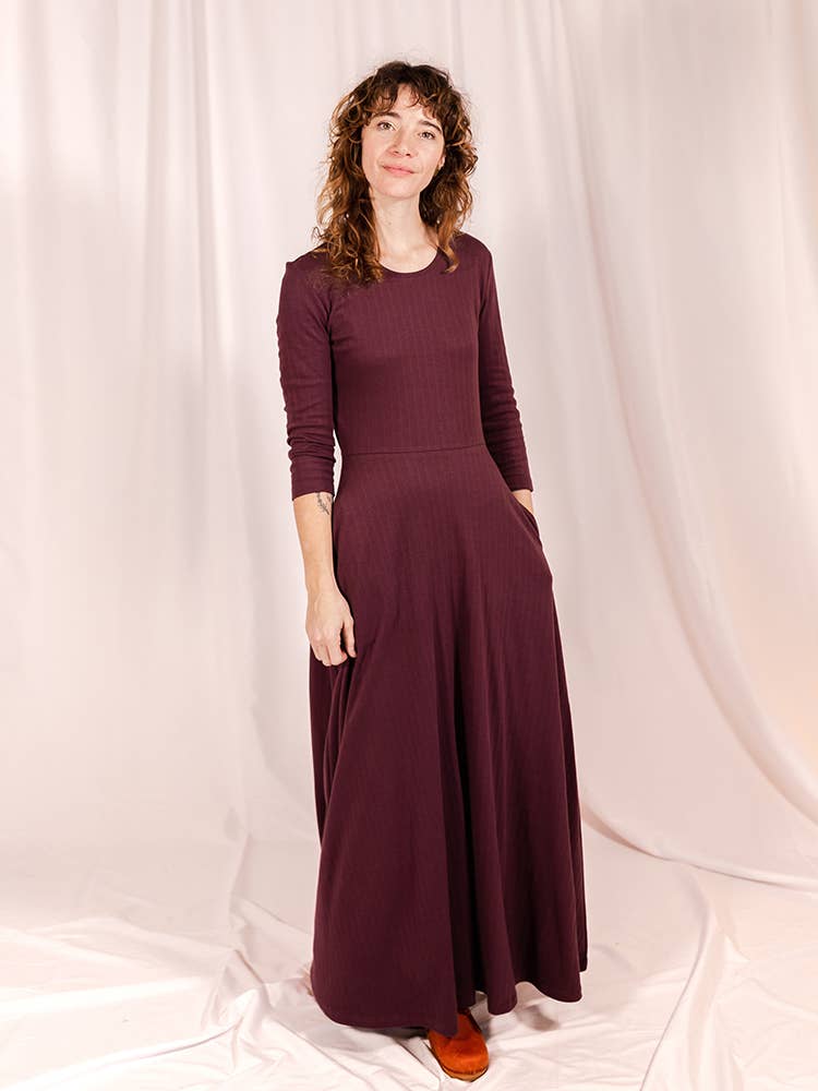 Mumbai Maxi Dress Eggplant Rib Knit S