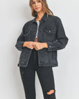Oversized Denim Jacket- washed black