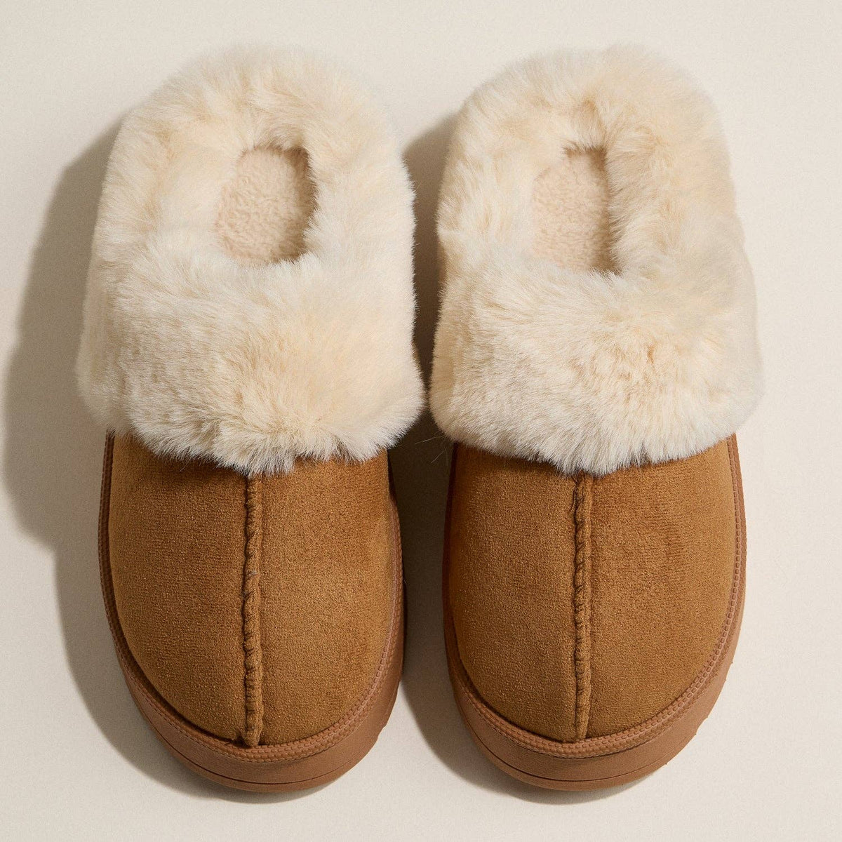Faux Suede Fur Trim Platform Slippers | Cozy House Shoes