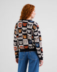 Cat Bingo Pattern Pullover Sweater