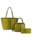 3 in 1 crocodile leather tote, satchel and purse set
