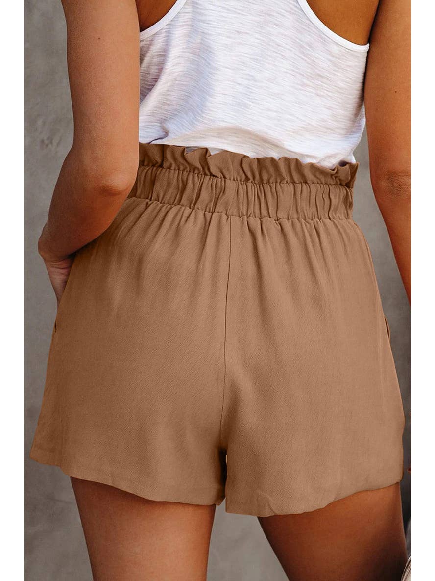 Drawstring waist casual women shorts