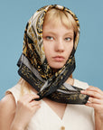 Satin Baroque Square Scarf | Vintage Ornate Scroll Print