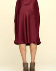 Made in USA Solid Satin Midi Skirt