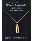 Wish Capsule Necklace w/ 3-Paper Scrolls - Gold Capsule