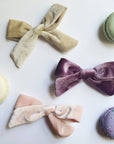 Velvet Hair Bow Clip - Oatmeal Velvet Bow