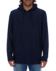 Tobias Textured Tonal Stretch Kangaroo Pocket Hoodie - Navy
