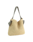 Striped Knot Handle Straw Tote