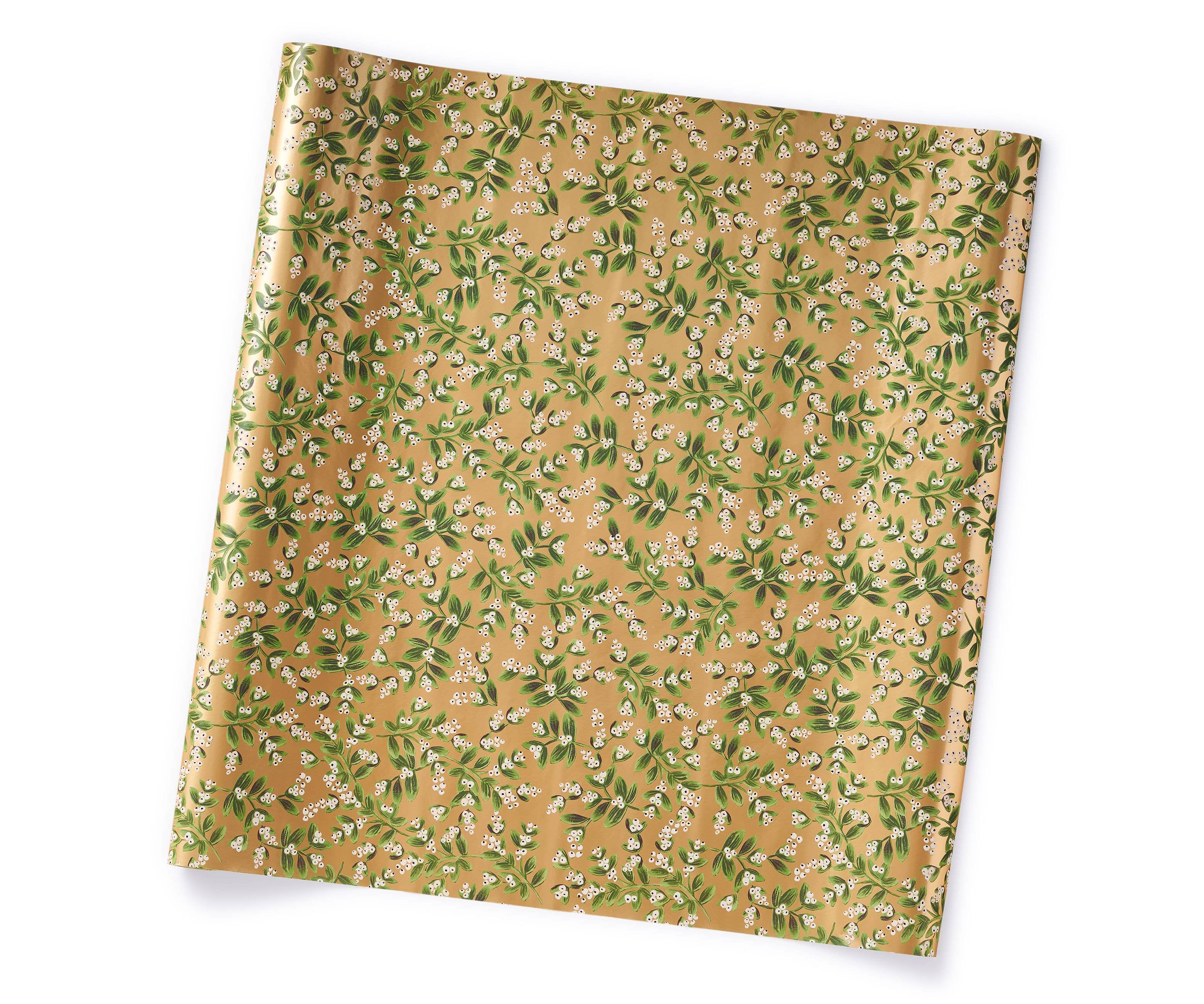 Mistletoe Gold Continuous Wrapping Roll