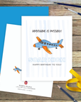 Kids Birthday Card, Birthday Airplane Lover Greeting Card