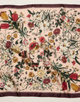 Vintage Botanical Floral Square Scarf – Elegant Garden Print Satin Neck & Hair Scarf