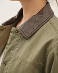 Barn Jacket with Faux Leather Collar