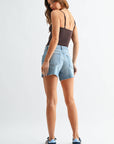 Mid Rise Stretch Short Lt Wash Just Black Denim
