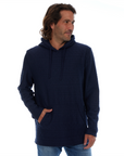 Tobias Textured Tonal Stretch Kangaroo Pocket Hoodie - Navy
