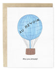Au Revoir Balloon Miss You Hand-Illustrated Greeting Card