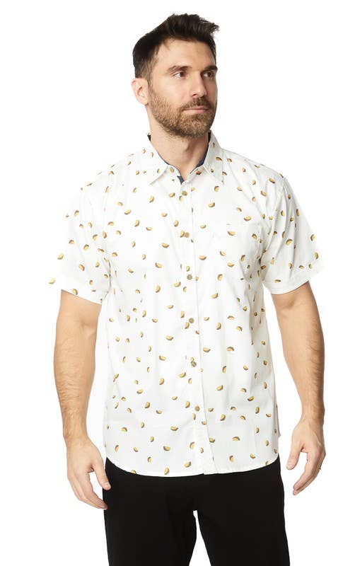Men&#39;s Printed Woven Short Sleeve Cotton Shirt- Taco&#39;s