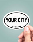 CUSTOM City Name Oval Bumper Sticker Vinyl Decal