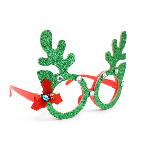 Novelty Glittered Antler Reindeer Frames  Eyeglasses