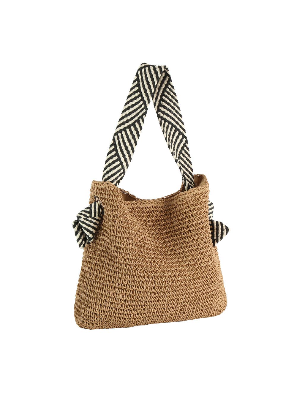 Striped Knot Handle Straw Tote